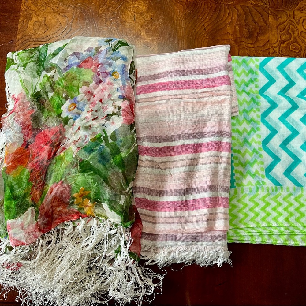 Floral and Striped Scarves